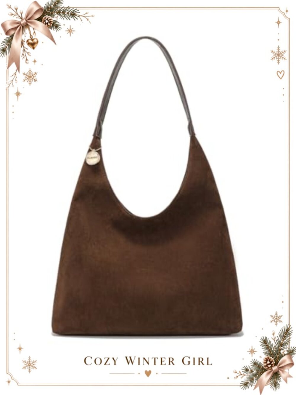 Faux Suede Tote Bag Slouchy Shoulder Hobo